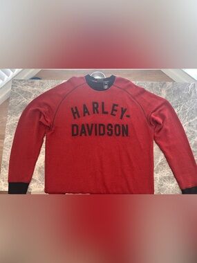 Harley-Davidson Men's Red Crewneck Sweater/ long sleeve shirt 2XL